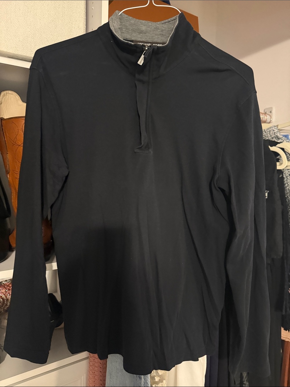 Michael Kors Black Long-Sleeve Quarter Zip Pullover